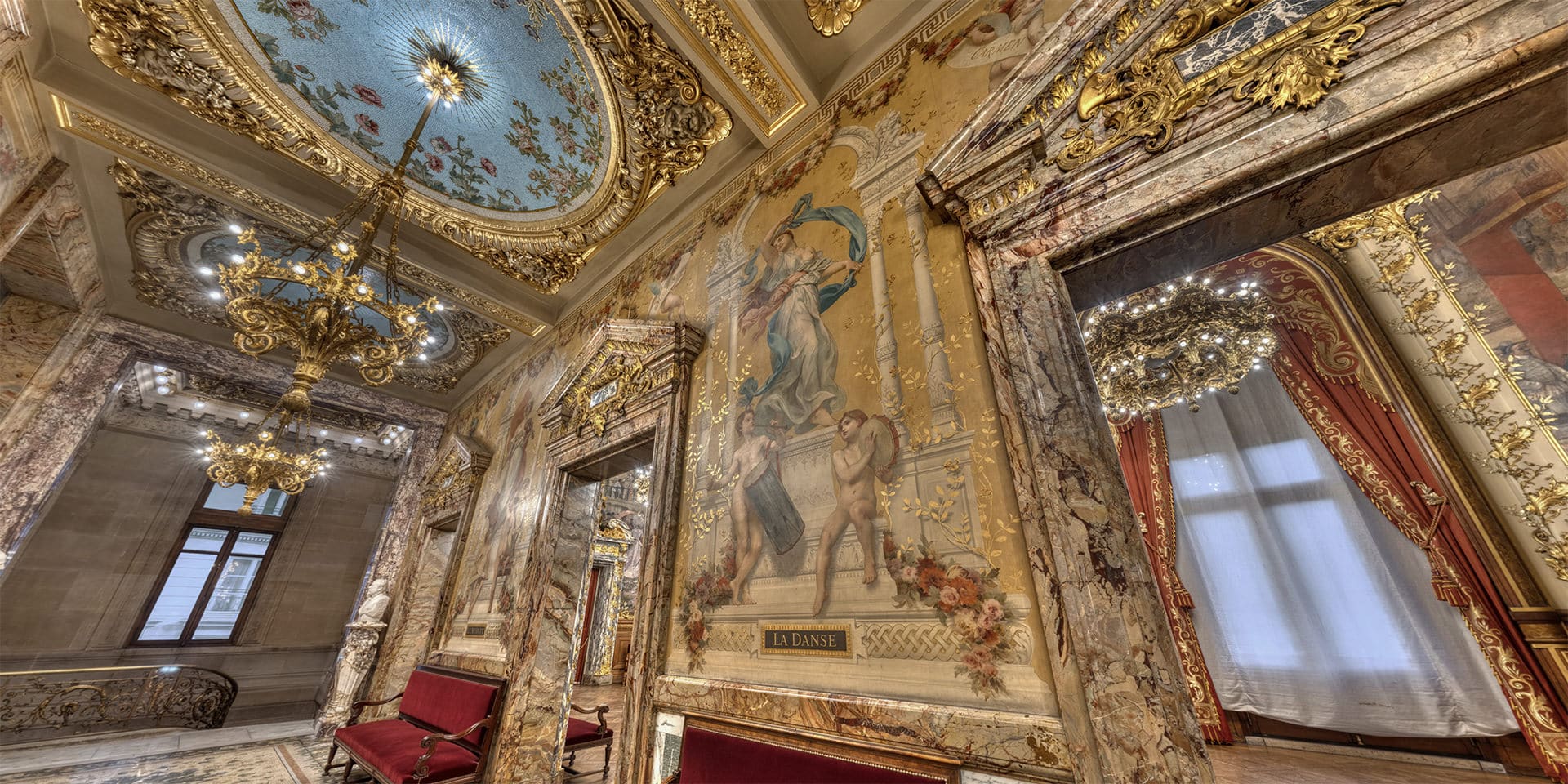 Visite virtuelle Opéra Comique – Décors de l’avant-foyer doré