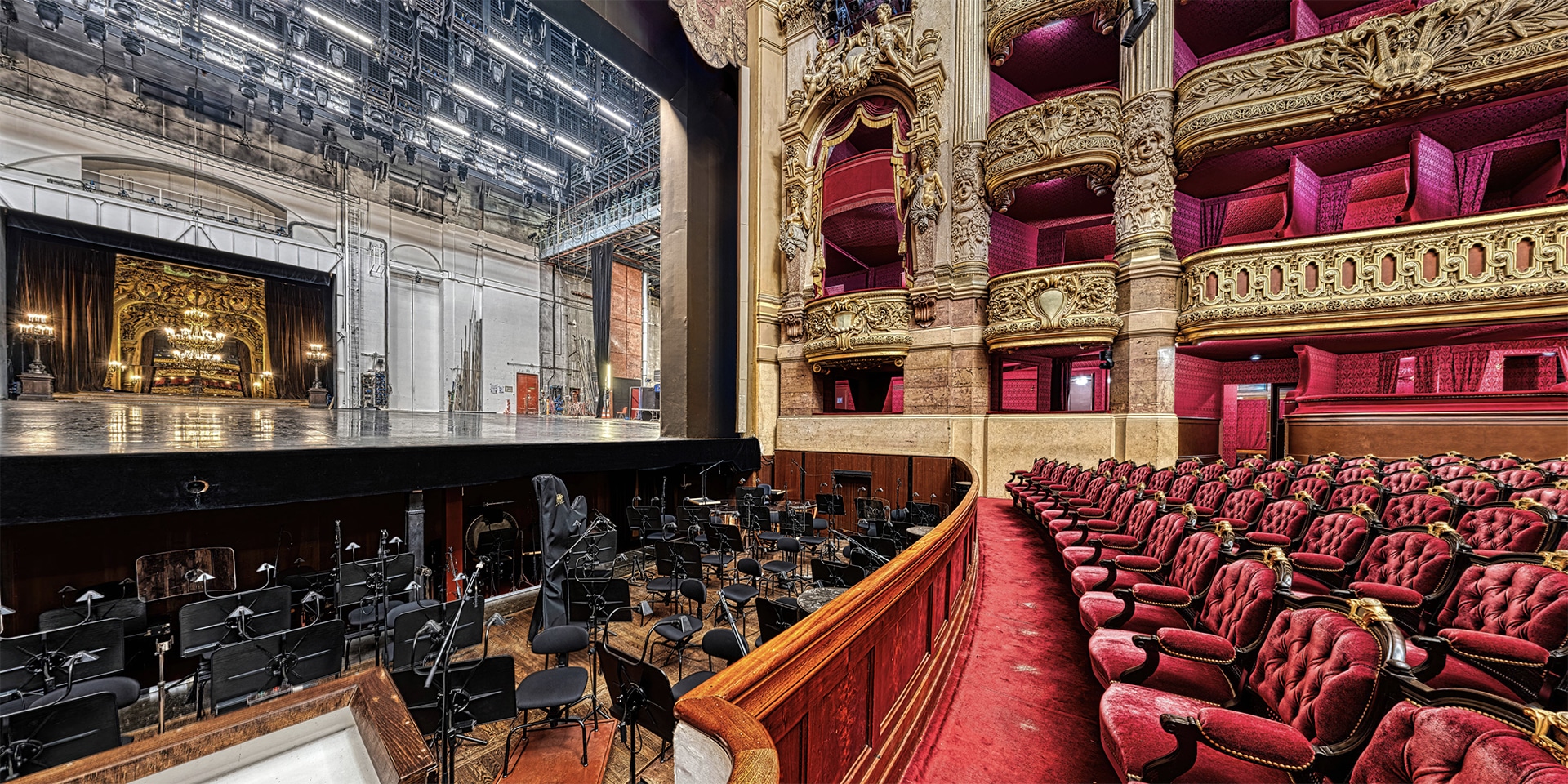 Vue intérieure de la salle de spectacle de l’Opéra Garnier en 360°